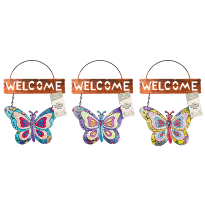 Metal Butterfly Welcome Sign
