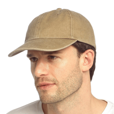 Adults Stone Washed Baseball Cap Beige