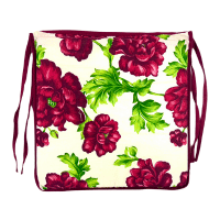 Red Floral Design Cotton Seat Pad