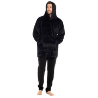 Adult Unisex Sherpa Lined Snuggle Hoodie - Black