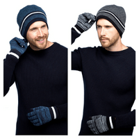 Mens Hat + Touchscreen Glove Set