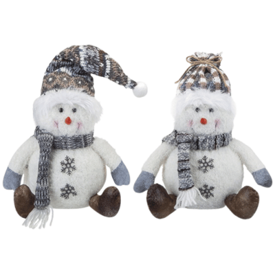 12" Fabric Christmas Snowman Decoration With Leather Look Boots