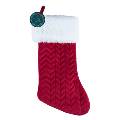 Chevron Fur Trimmed Christmas Stocking