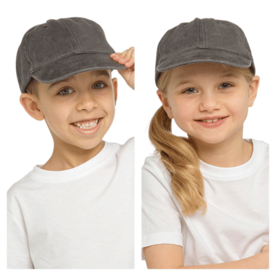 Kids Stonewashed Baseball Cap - Black