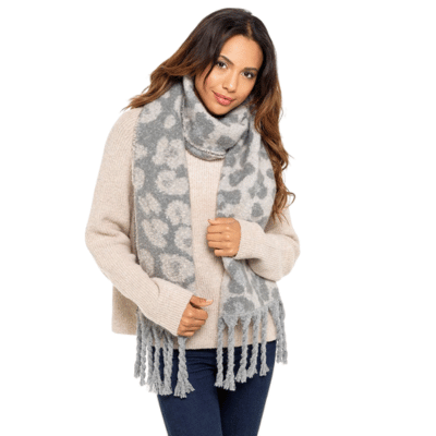 Ladies Grey Animal Print Scarf
