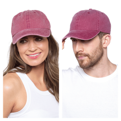 Adults Stonewashed Baseball Cap - Wine