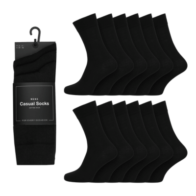 Mens 3 Pack Cotton Rich Casual Socks - Black
