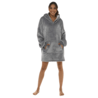 Ladies Sherpa Lined Snuggle Hoodie - Grey