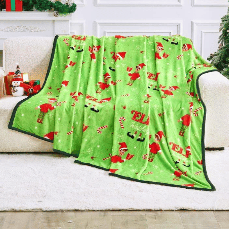 Christmas Design Flannel Throw - Elves 230x230cm