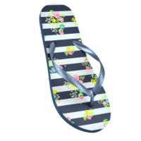 Ladies Navy Striped Ditsy Floral Print Flip flop