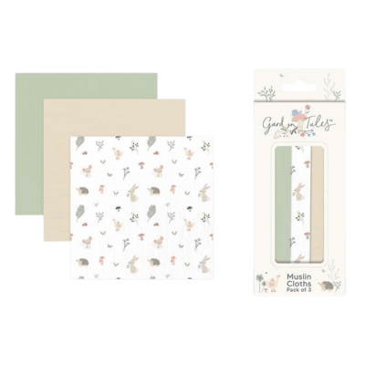 First Steps Garden Tales 3 Pack Muslin Cloths