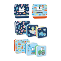 Boys Printed Food Boxes 3 Pack Space Dino & Transport