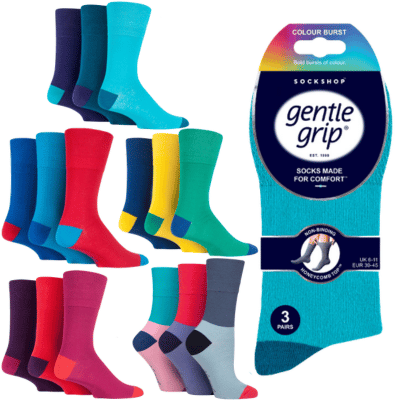 Mens Gentle Grip Socks Colourburst Mix Designs