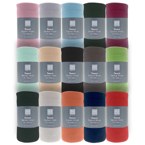 Plain Design Fleece Blanket Throw Assorted Colours Wholesale