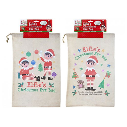 Large Elf Non Woven Draw String Christmas Eve Bag
