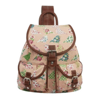 Birds and Flowers Vintage Retro Backpack Pink