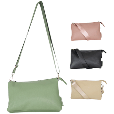 Ladies Nicole Brown Double Zip Handbag