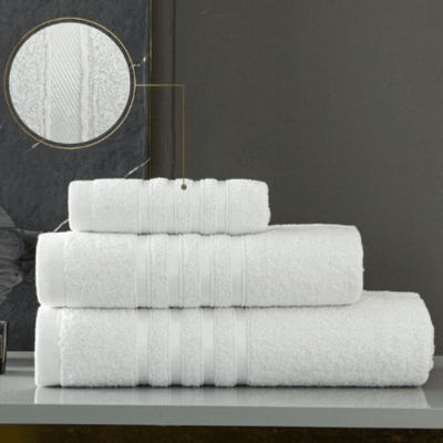 100% Egyptian Cotton Bath Sheet White - Stripe Detail 2 Pack