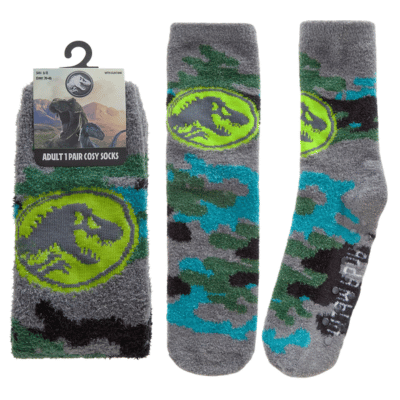 Official Jurassic World Mens Single Pack Cosy Socks With Grip