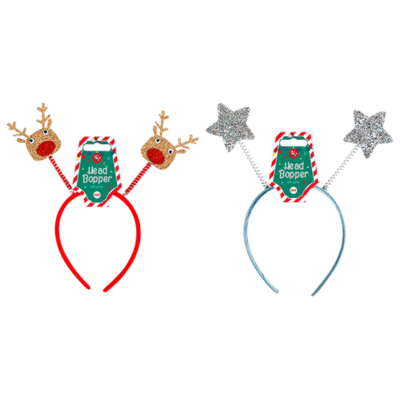 Christmas Glitter Reindeer/Star Head Bopper