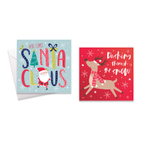 Santa And Reindeer Christmas Cards 10 Pack