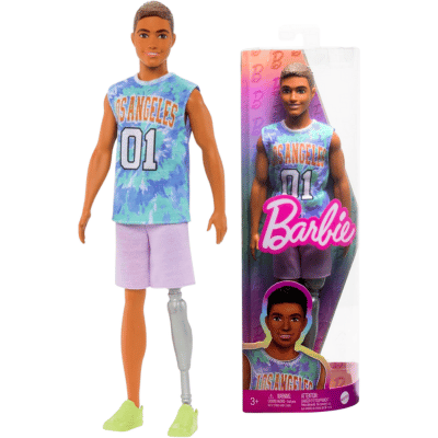 Official Barbie - Ken Fashionistas Doll With Prosthetic Leg - Los Angeles Jersey & Purple Shorts