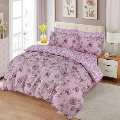 Super Soft Printed Duvet Set - Pink Rose