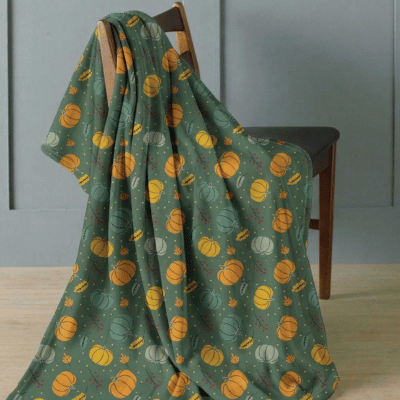 Pumpkin Spice Autumnal Design Super Soft Flannel Blanket Throw