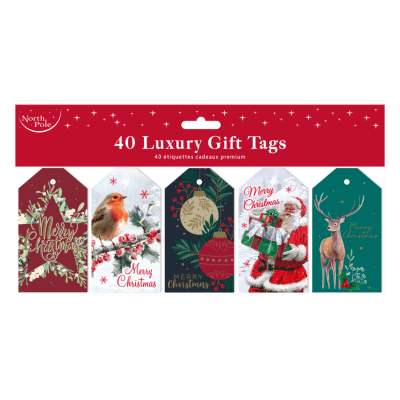 40 Pack Luxury Traditional Christmas Gift Tags