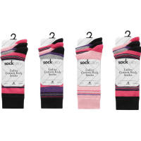 Ladies 3 Pack Cotton Socks - Radiant Stripe