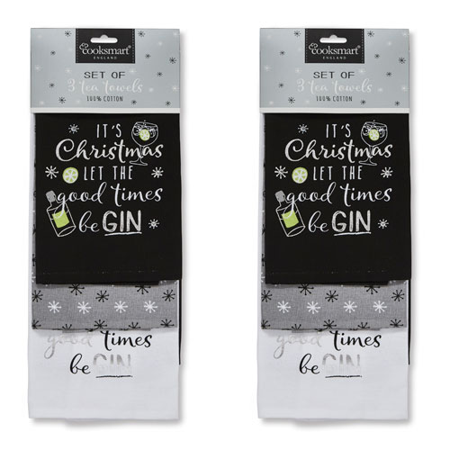 Let the Good Times Be Gin Christmas Tea Towels
