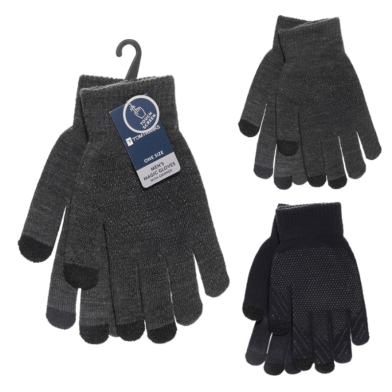 Mens Marl Touchscreen Gloves With Grip