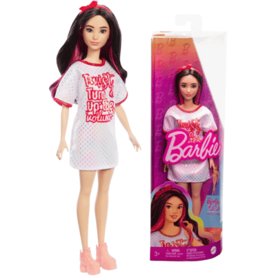 Official Barbie - Fashionistas Doll - Black Wavy Hair With Twist-N-Turn Dress