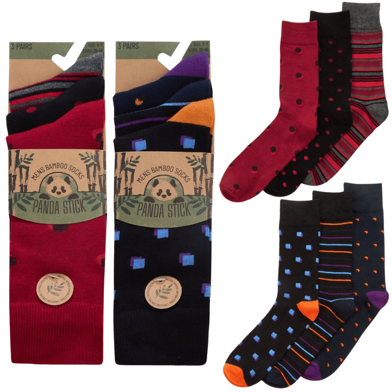 Mens Bamboo Spot Design Socks 3 Pack
