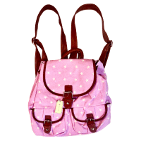 Star Design Canvas Backpack With Leather Trim Lilac