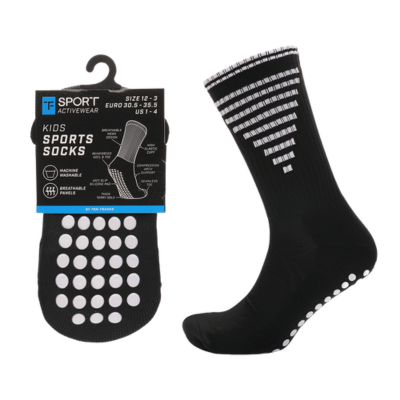 Kids Black Football Grip Socks