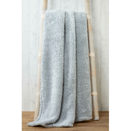 Soft and Cosy Teddy Blanket Throw Silver