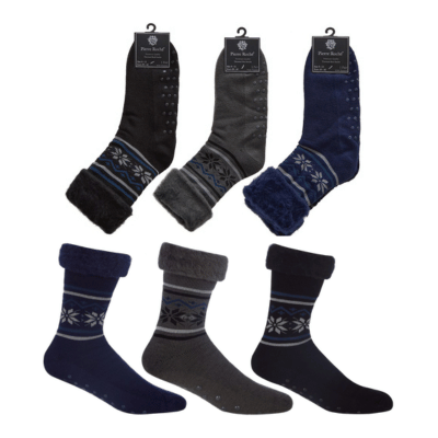 Mens Single Pair Fairisle Bed Socks With Gripper