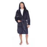Mens Hooded Gown Navy Flannel