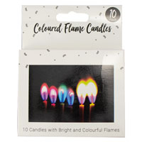 Coloured Flame Candles 10 Pack