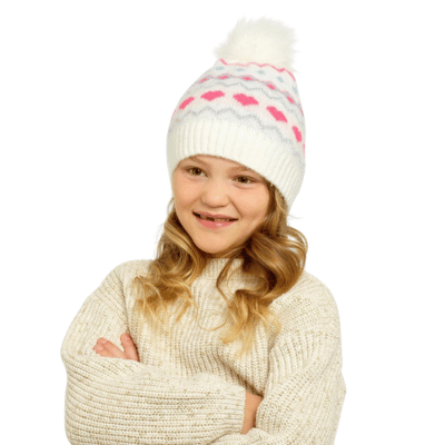 Girls Knitted Hats With Pom Pom
