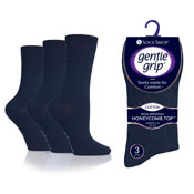 Ladies Gentle Grip Socks Plain Navy