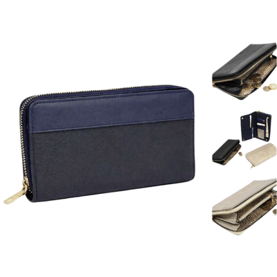 Ladies Long Zip Box Purse With Printed Lining