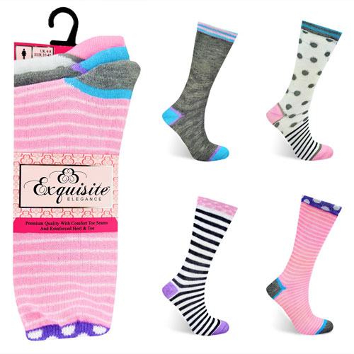 Ladies Exquisite Computer Socks Stripe & Sports | Wholesale Socks ...