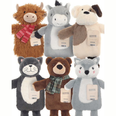 Hot Water Bottles with Novelty Covers - Assorted Snuggly Designs
