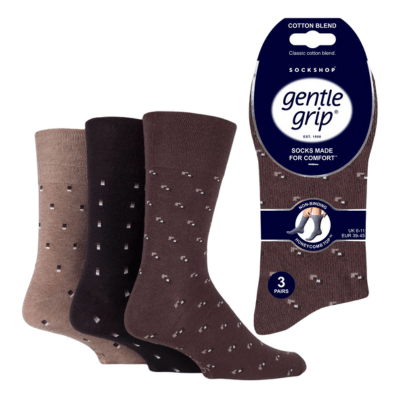 Mens Gentle Grip Socks Patterns Browns