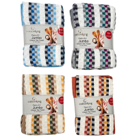 4 Pack Jumbo Super Absorbent Tea Towel - Colour Weave Mix - Carton Price