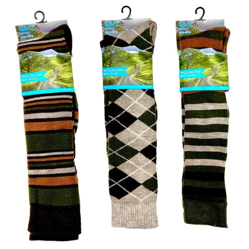 Mens Welly Boot Socks Mixed Designs Wholesale Mens Socks Wholesale