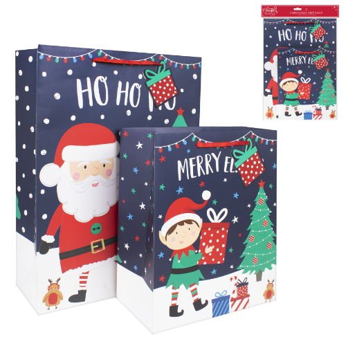 Santa And Elf Gift Bags 2 Pack