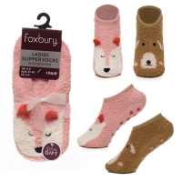 Ladies 1 Pair Animal Novelty Footsie Socks With Gripper